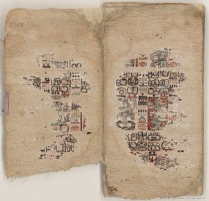 Manuscrito Maya con glifos y códices