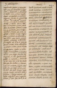 Página de un manuscrito antiguo con texto denso escrito