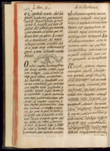 Página abierta de un libro antiguo — Bernardino de Sahagún