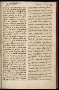 Página antigua de un texto filosófico — Bernardino de Sahagún