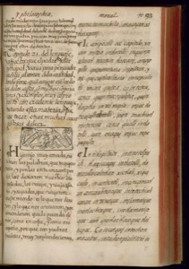 Página de un libro antiguo impreso — Bernardino de Sahagún