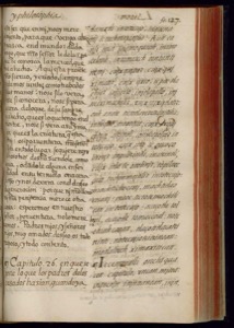 Página antigua de un volumen encuadernado — Bernardino de Sahagún