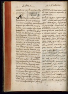 Página de un antiguo libro o manuscrito — Bernardino de Sahagún
