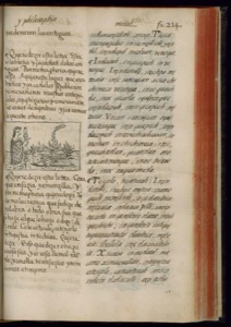 Página de un códice histórico con ilustración — Bernardino de Sahagún