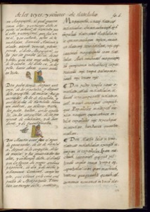 Página de un antiguo manuscrito abierto — Bernardino de Sahagún