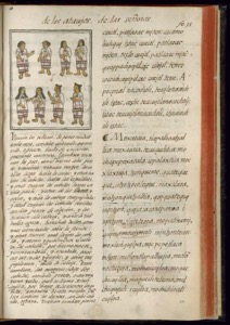 Página de un códice o manuscrito colonial temprano — Bernardino de Sahagún