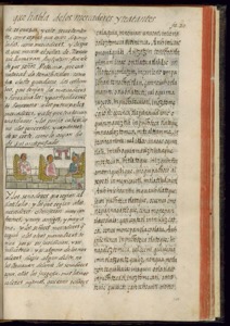Página con texto y miniaturas de un códice colonial — Bernardino de Sahagún