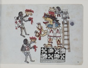 Sacrificio a una deidad mexica — Anónimo tlacuilo (Códice Magliabecchiano)