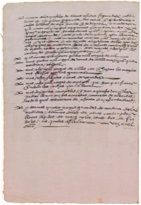 Página de manuscrito antiguo con texto denso escrito a mano — Anónimo tlacuilo mexica (Códice Mendoza)