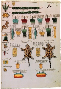Códice Mendocino: — Tributo de Tepeyacac — Anónimo tlacuilo mexica (Códice Mendoza)
