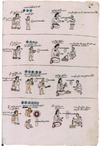 Página de un códice colonial que documenta el tributo o — Anónimo tlacuilo mexica (Códice Mendoza)