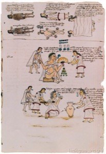 Escenas rituales de un códice mesoamericano que ilustran prácticas