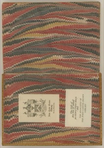 Interior de un libro antiguo con guardas de papel marmoleado — Anónimo novohispano