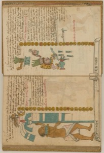 Página de un códice mesoamericano con dos secciones principales — Anónimo novohispano