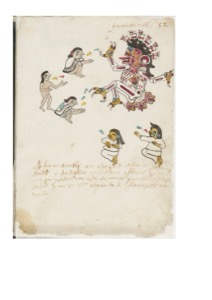 Representación de una deidad mesoamericana — Anónimo tlacuilo mexica (Códice Tudela)
