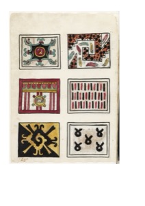 Página de códice con seis paneles cuadrados — Anónimo tlacuilo mexica (Códice Tudela)