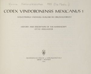 Portada de una publicación académica sobre el Códice Vindobonensis Mexicanus — Anónimo mixteco