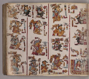 Páginas de Códice Maya con Figuras y Glifos — Anónimo mixteco