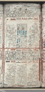 Página de un códice maya que presenta múltiples registros