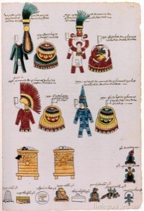 Representación de atuendos y ofrendas mexicas
