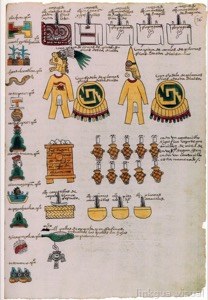 Códice Mendocino: — Tributos y Deidades Aztecas — Anónimo tlacuilo mexica (Códice Mendoza)