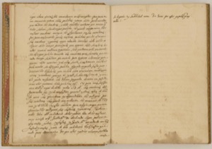 Manuscrito antiguo abierto que revela dos páginas de texto escrito — Anónimo novohispano (Códice Ramírez)
