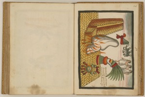 Una página de códice mesoamericano presenta una escena ritual o — Anónimo novohispano (Códice Ramírez)