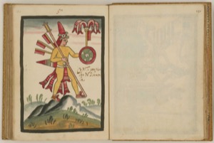 Figura de un guerrero o deidad mesoamericana — Anónimo novohispano (Códice Ramírez)
