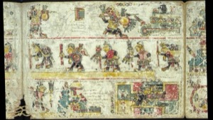 Códice Maya — Con glifos y figuras antropomorfas — Anónimo mixteco