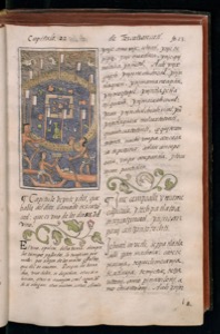 Ilustración de un códice colonial con texto en náhuatl y español — Bernardino de Sahagún