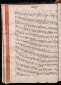 Página antigua con texto y una gran letra inicial 'T' — Bernardino de Sahagún