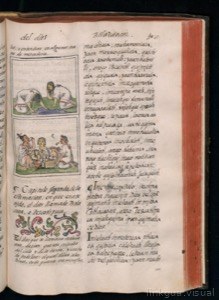 Página de Códice Colonial con Ilustraciones y Texto