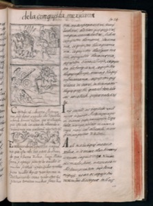 Página de Códice Mexicano con Ilustraciones y Escritura — Bernardino de Sahagún
