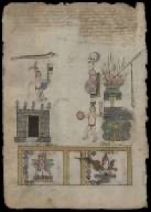 Página de códice con deidades y ofrendas — Anónimo otomí