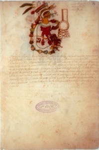 Códice Maya: — Figura de Sacerdote o Gobernante con Atuendo Ceremonial — Anónimo tlacuilo (Códice Ixtlilxóchitl)