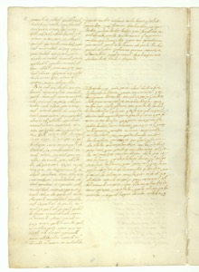 Página de un antiguo manuscrito con texto caligráfico en dos — Anónimo quiché