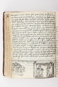 Página de un códice o manuscrito antiguo con texto denso — Anónimo purépecha