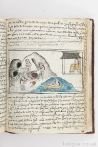 Escena de un códice colonial que representa un encuentro violento