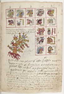 Códice Borbónico: — Página con Calendario y Diagrama — Anónimo tlacuilo mexica (Códice Borbónico)