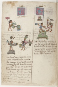 Páginas de códice pictográfico con representaciones de guerreros y escritura — Anónimo tlacuilo (Códice Telleriano-Remensis)