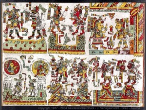 Códice Maya — Con figuras y glifos detallados — Anónimo mixteco