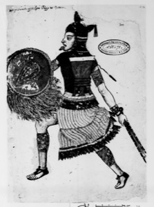 Guerrero Mexica con armadura y escudo — Anónimo
