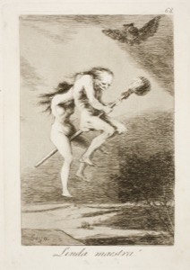 Brujas en vuelo, "Linda Maestra" — Francisco de Goya