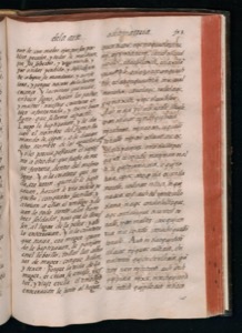 Página de un antiguo libro o manuscrito — Bernardino de Sahagún