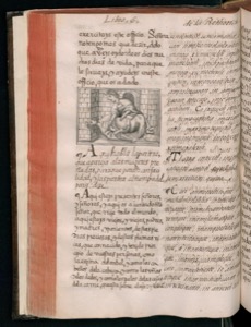Página de un antiguo libro impreso — Bernardino de Sahagún