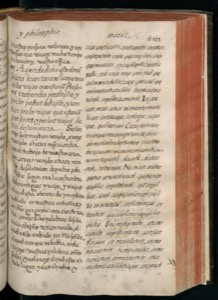 Página abierta de un códice o manuscrito antiguo — Bernardino de Sahagún