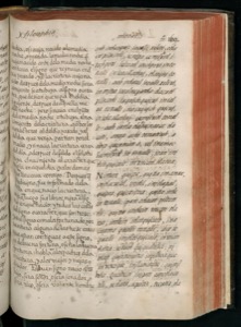 Página abierta de un manuscrito antiguo — Bernardino de Sahagún