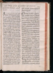 Página de un manuscrito o libro antiguo — Bernardino de Sahagún
