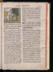 Página de un libro antiguo con texto impreso en dos — Bernardino de Sahagún