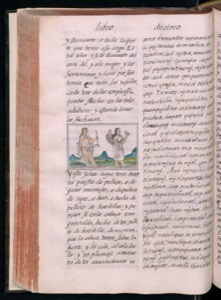 Página de un libro antiguo con texto impreso en español — Bernardino de Sahagún